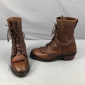 Ad Tec # 8224 Leather Western Kiltie Boots Lace Up Womens Size 10 Brown